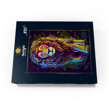 Artistic neon colored portrait of a lion in pop art style 1000 Jigsaw Puzzle box view1