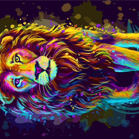 Artistic neon colored portrait of a lion in pop art style 1000 Jigsaw Puzzle 3D Modell