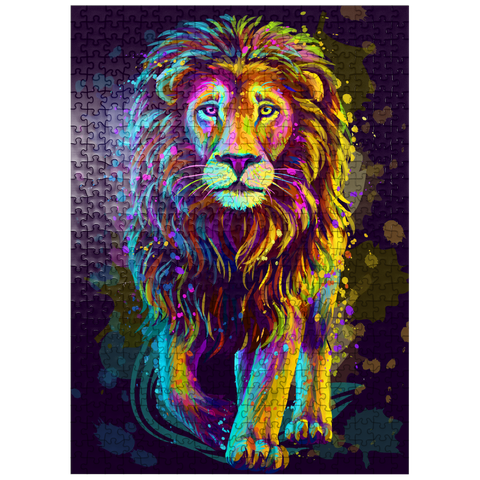 puzzleplate Artistic neon colored portrait of a lion in pop art style 500 Jigsaw Puzzle