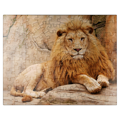 puzzleplate A lion relaxing on a stone 100 Jigsaw Puzzle