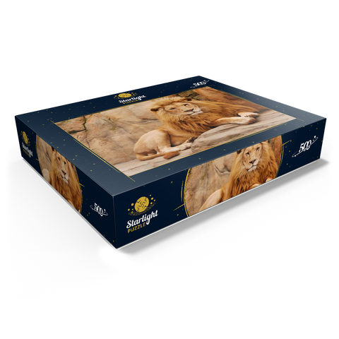 A lion relaxing on a stone 500 Jigsaw Puzzle box view1