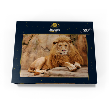 A lion relaxing on a stone 500 Jigsaw Puzzle box view1