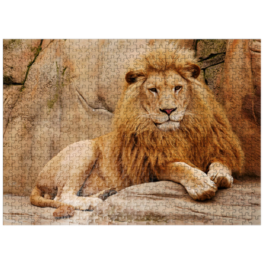puzzleplate A lion relaxing on a stone 500 Jigsaw Puzzle