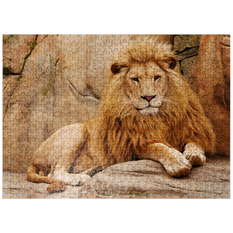 puzzleplate A lion relaxing on a stone 500 Jigsaw Puzzle