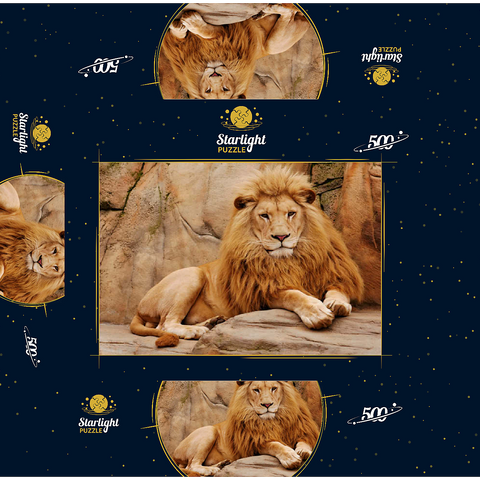 A lion relaxing on a stone 500 Jigsaw Puzzle box 3D Modell