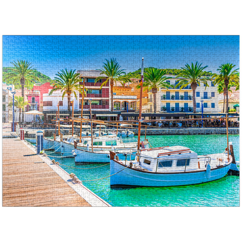 puzzleplate Boats at the pier of Port de Andratx. Majorca, Spain 1000 Jigsaw Puzzle