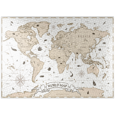 puzzleplate Detailed vintage cartoon world map 1000 Jigsaw Puzzle