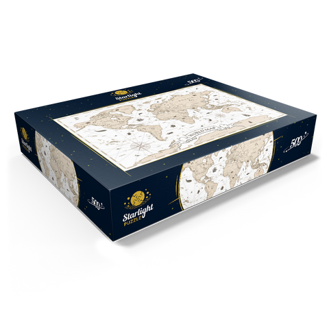 Detailed vintage cartoon world map 500 Jigsaw Puzzle box view1