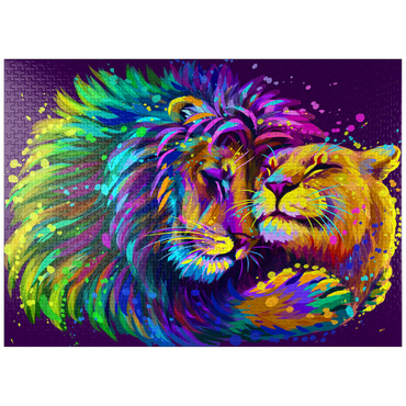 puzzleplate Artistic neon lion hugging lioness in pop art style 1000 Jigsaw Puzzle