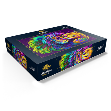 Artistic neon lion hugging lioness in pop art style 500 Jigsaw Puzzle box view1