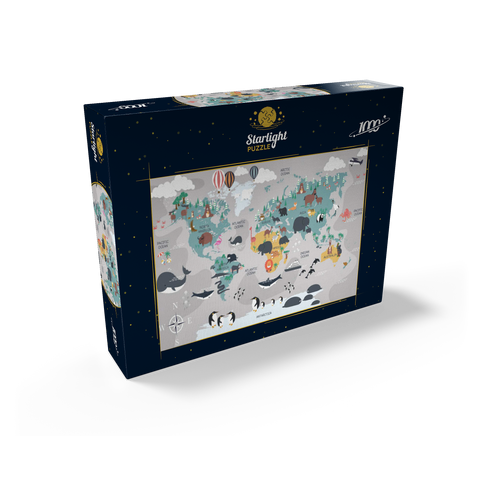 The world map with cartoon animals for children 1000 Jigsaw Puzzle box view1