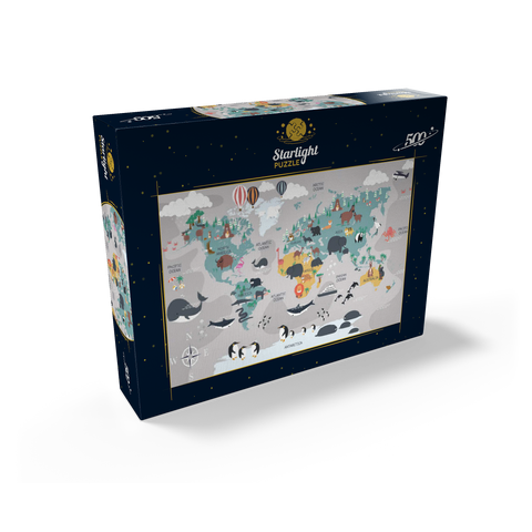 The world map with cartoon animals for children 500 Jigsaw Puzzle box view1