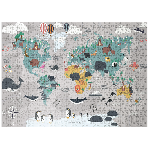 puzzleplate The world map with cartoon animals for children 500 Jigsaw Puzzle