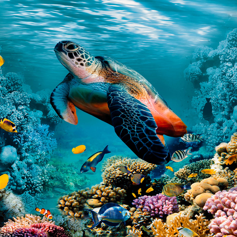 Underwater world with turtle and corals 1000 Jigsaw Puzzle 3D Modell