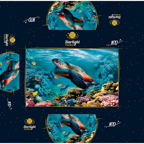 Underwater world with turtle and corals 100 Jigsaw Puzzle box 3D Modell