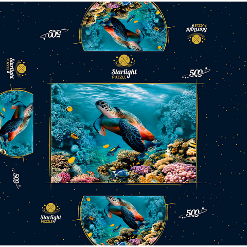 Underwater world with turtle and corals 500 Jigsaw Puzzle box 3D Modell