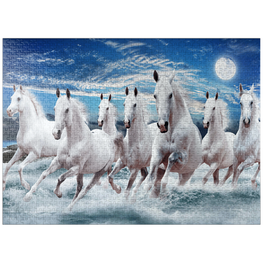 puzzleplate Seven horses at a gallop 1000 Jigsaw Puzzle