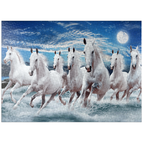 puzzleplate Seven horses at a gallop 1000 Jigsaw Puzzle