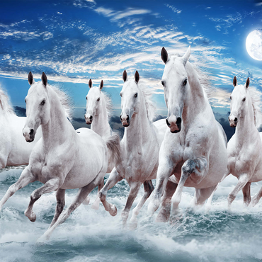 Seven horses at a gallop 1000 Jigsaw Puzzle 3D Modell