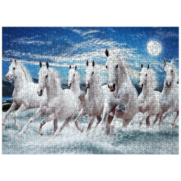 puzzleplate Seven horses at a gallop 500 Jigsaw Puzzle