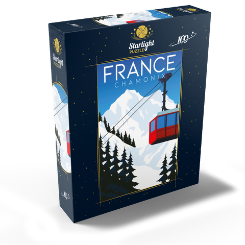 Chamonix France art deco style vintage poster illustration 100 Jigsaw Puzzle box view1