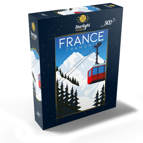 Chamonix France art deco style vintage poster illustration 500 Jigsaw Puzzle box view1