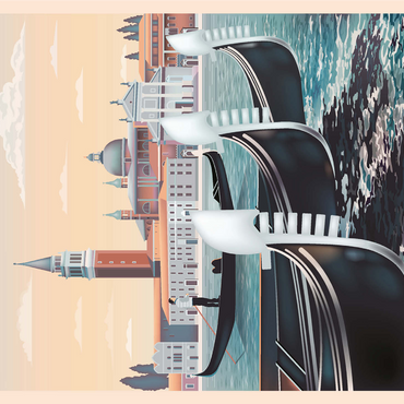 Venice, Italy, Vietnam, art deco style vintage poster, illustration 1000 Jigsaw Puzzle 3D Modell