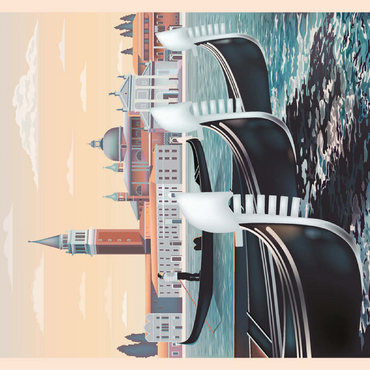 Venice Italy Vietnam art deco style vintage poster illustration 100 Jigsaw Puzzle 3D Modell
