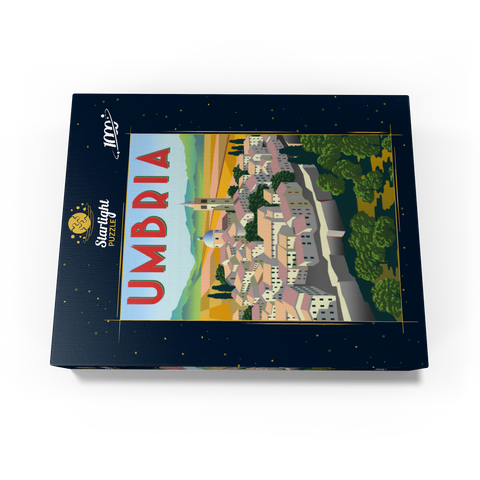 Umbria Italy, art deco style vintage poster, illustration 1000 Jigsaw Puzzle box view1