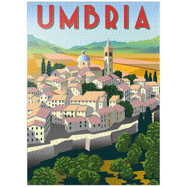puzzleplate Umbria Italy, art deco style vintage poster, illustration 1000 Jigsaw Puzzle