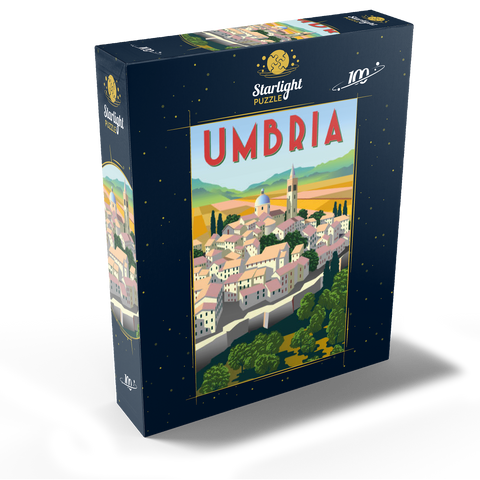 Umbria Italy art deco style vintage poster illustration 100 Jigsaw Puzzle box view1