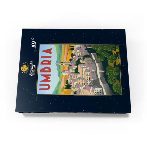 Umbria Italy art deco style vintage poster illustration 100 Jigsaw Puzzle box view1