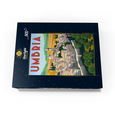 Umbria Italy art deco style vintage poster illustration 500 Jigsaw Puzzle box view1