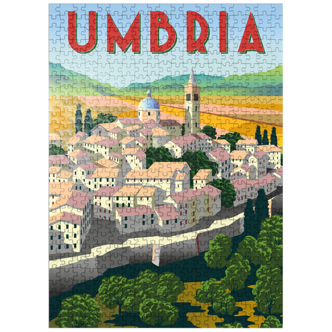 puzzleplate Umbria Italy art deco style vintage poster illustration 500 Jigsaw Puzzle