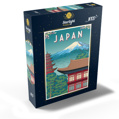 Traditional house, Japan, art deco style vintage poster, illustration 1000 Jigsaw Puzzle box view1