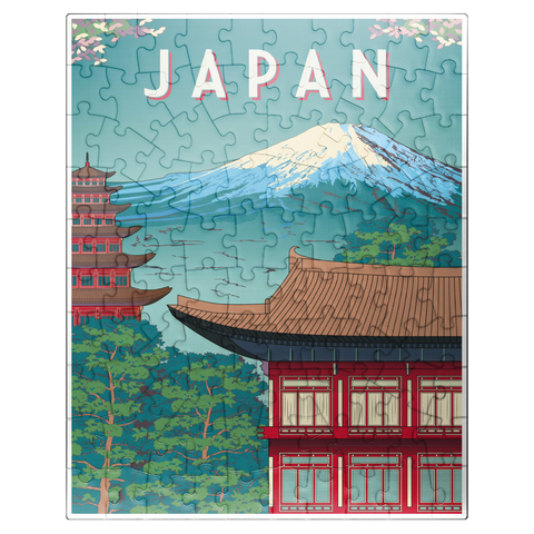 puzzleplate Traditional house Japan art deco style vintage poster illustration 100 Jigsaw Puzzle