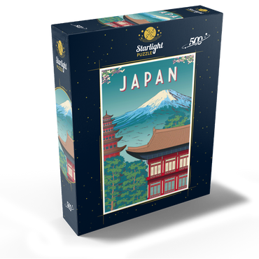 Traditional house Japan art deco style vintage poster illustration 500 Jigsaw Puzzle box view1
