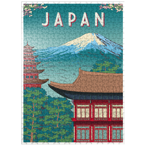 puzzleplate Traditional house Japan art deco style vintage poster illustration 500 Jigsaw Puzzle