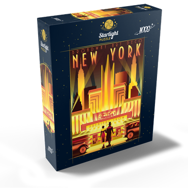 New York Night Broadway, Art Deco style vintage poster, illustration 1000 Jigsaw Puzzle box view1