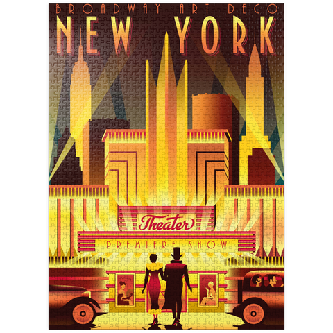 puzzleplate New York Night Broadway, Art Deco style vintage poster, illustration 1000 Jigsaw Puzzle