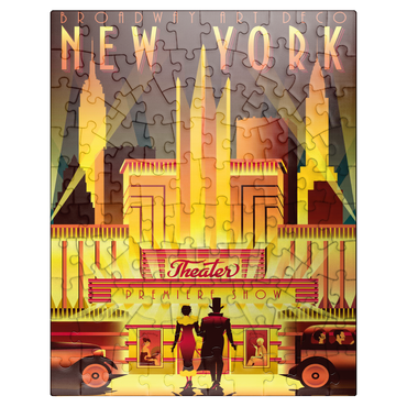 puzzleplate New York Night Broadway Art Deco style vintage poster illustration 100 Jigsaw Puzzle