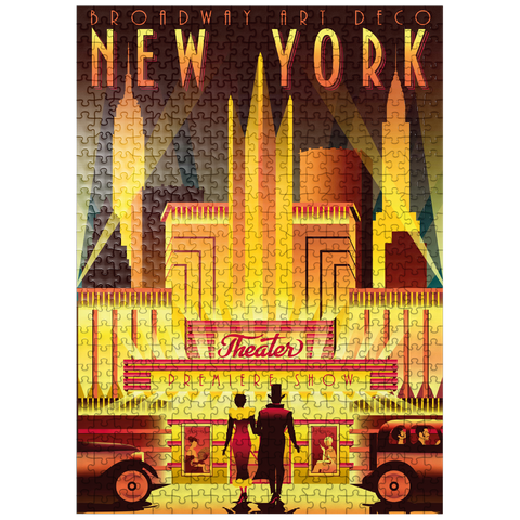 puzzleplate New York Night Broadway Art Deco style vintage poster illustration 500 Jigsaw Puzzle