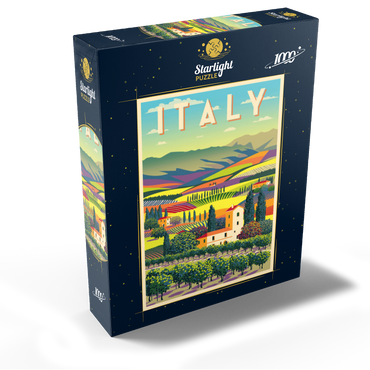 Romantic rural landscape, Italy, art deco style vintage poster, illustration 1000 Jigsaw Puzzle box view1