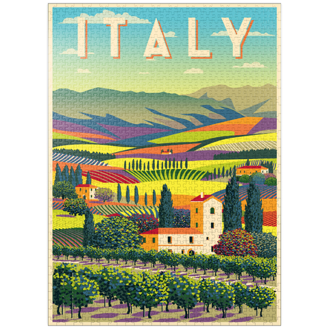 puzzleplate Romantic rural landscape, Italy, art deco style vintage poster, illustration 1000 Jigsaw Puzzle
