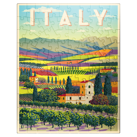 puzzleplate Romantic rural landscape Italy art deco style vintage poster illustration 100 Jigsaw Puzzle