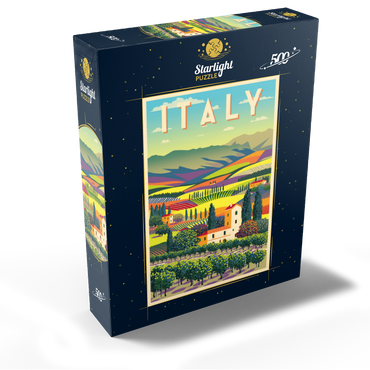 Romantic rural landscape Italy art deco style vintage poster illustration 500 Jigsaw Puzzle box view1