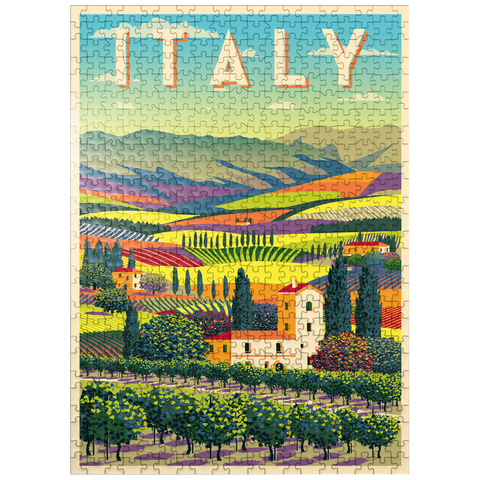 puzzleplate Romantic rural landscape Italy art deco style vintage poster illustration 500 Jigsaw Puzzle