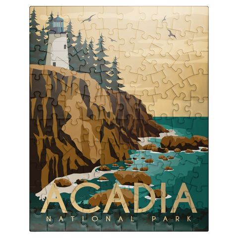puzzleplate Acadia National Park Maine USA Art Deco style vintage poster illustration 100 Jigsaw Puzzle