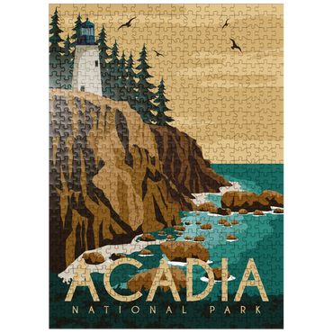 puzzleplate Acadia National Park Maine USA Art Deco style vintage poster illustration 500 Jigsaw Puzzle