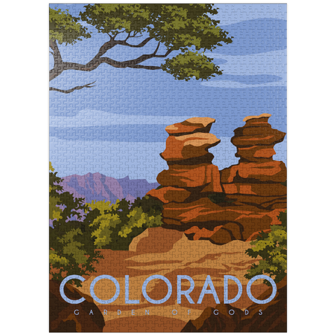 puzzleplate Garden of Gods, Colorado USA, Art Deco style vintage poster, illustration 1000 Jigsaw Puzzle
